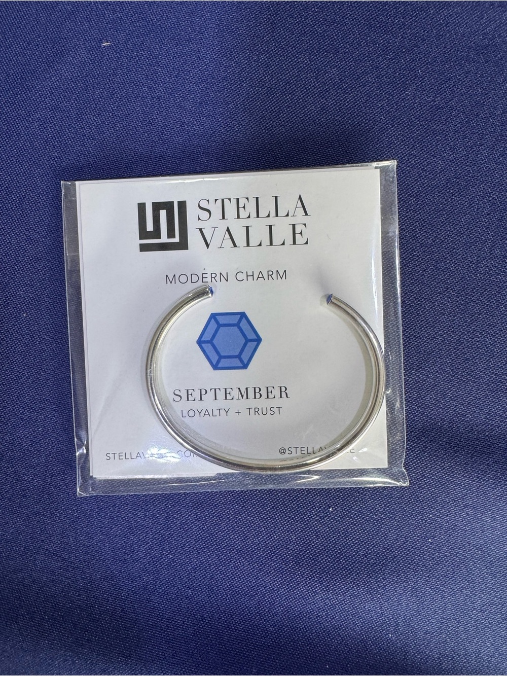 Stella Valle silver open cuff bracelet with a modern September